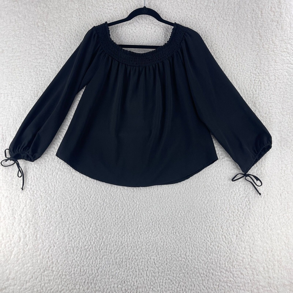Chelsea 28 Black‎ Off the Shoulder Shirt Womens Long Sleeve Pullover Size Medium